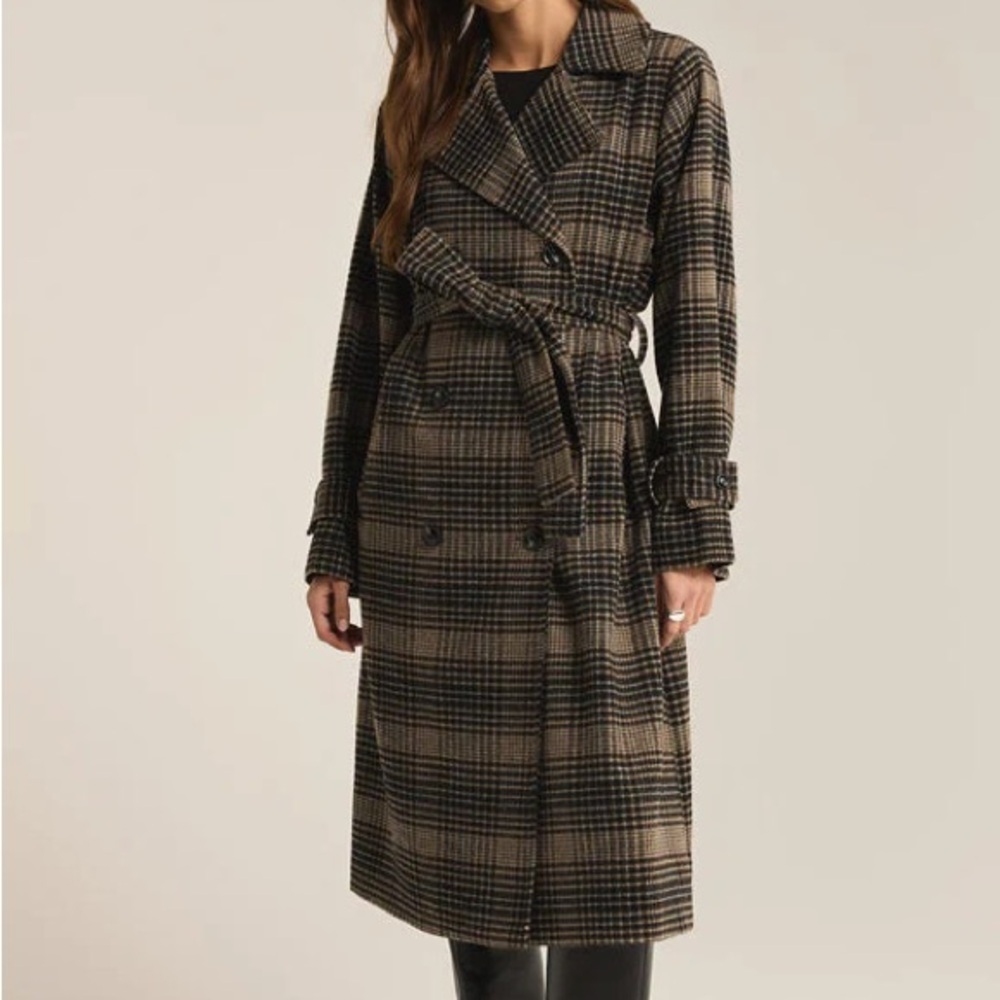 Z Supply Jackie Plaid Trench